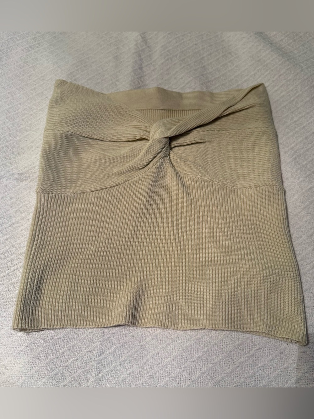 SHEIN Twist-Front Cream Ribbed tube top